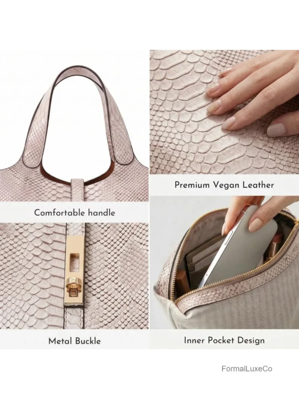 Women Crocodile Pattern Faux Leather Satchel Handbag Tote with Detachable Clutch
